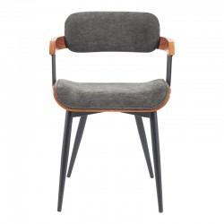 Armchair Cameo pakoworld metal black-walnut wood-dark grey fabric 53x49.5x75.5cm Armchair Cameo pakoworld metal black-walnut wood-dark grey fabric 53x49.5x75.5cm