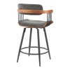 Rotating bar stool Cameo pakoworld metal black-walnut wood-dark grey fabric 53x50x93cm