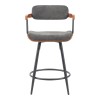 Rotating bar stool Cameo pakoworld metal black-walnut wood-dark grey fabric 53x50x93cm