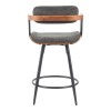 Rotating bar stool Cameo pakoworld metal black-walnut wood-dark grey fabric 53x50x93cm