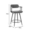 Rotating bar stool Cameo pakoworld metal black-walnut wood-dark grey fabric 53x50x93cm