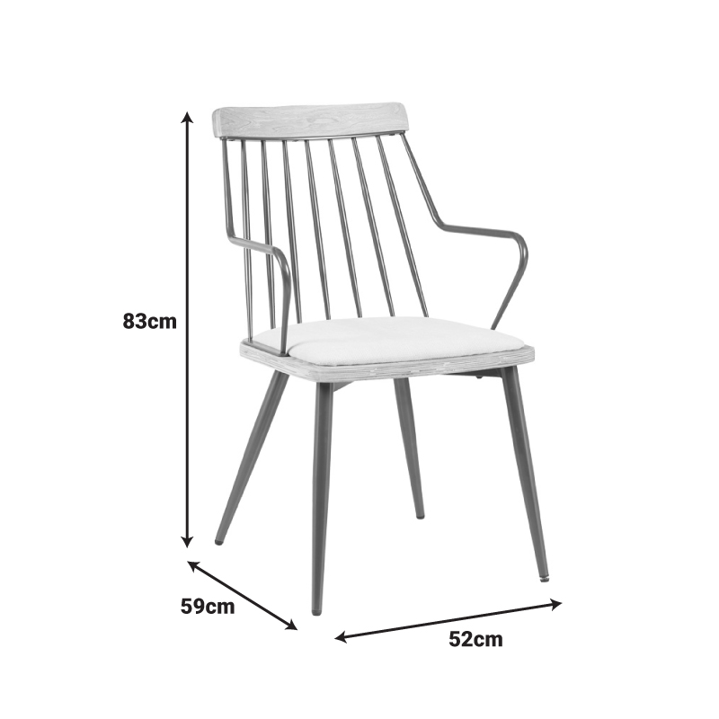 Armchair Posse pakoworld bronze metal-white wash wood-beige fabric 52x59x83cm