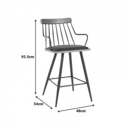 Posse bar stool pakoworld metal black-walnut wood-black pu 48x54x92.5cm Posse bar stool pakoworld metal black-walnut wood-black pu 48x54x92.5cm