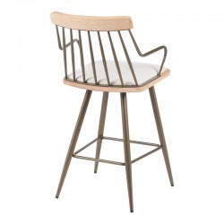 Posse bar stool pakoworld bronze metal-white wash wood-beige fabric 48x54x92.5cm Posse bar stool pakoworld bronze metal-white wash wood-beige fabric 48x54x92.5cm