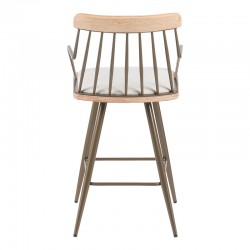 Posse bar stool pakoworld bronze metal-white wash wood-beige fabric 48x54x92.5cm Posse bar stool pakoworld bronze metal-white wash wood-beige fabric 48x54x92.5cm