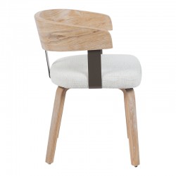 Armchair Anesy pakoworld metal-wood and fabric in beige color 53.5x51x72cm