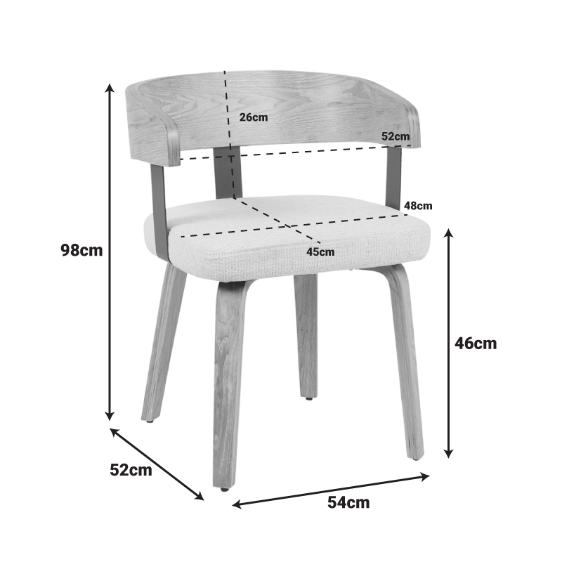 Armchair Anesy pakoworld metal-wood and fabric in beige color 53.5x51x72cm