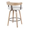 Rotating middle-height bar stool Anesy pakoworld metal-wood and fabric in beige color 54x50x85cm