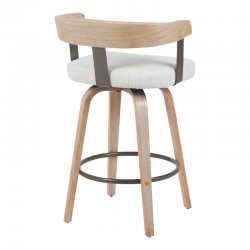 Rotating middle-height bar stool Anesy pakoworld metal-wood and fabric in beige color 54x50x85cm