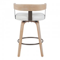 Rotating middle-height bar stool Anesy pakoworld metal-wood and fabric in beige color 54x50x85cm