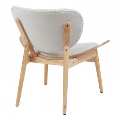 Armchair Udalle pakoworld wood in natural color and beige fabric 77x70x81cm