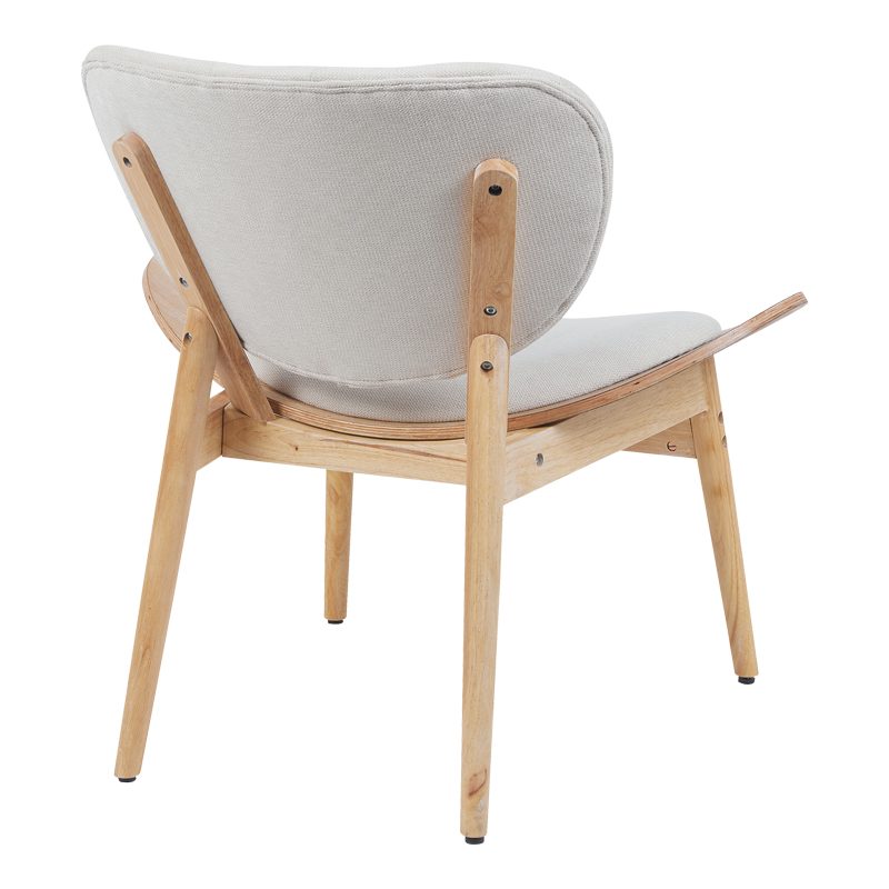 Armchair Udalle pakoworld wood in natural color and beige fabric 77x70x81cm