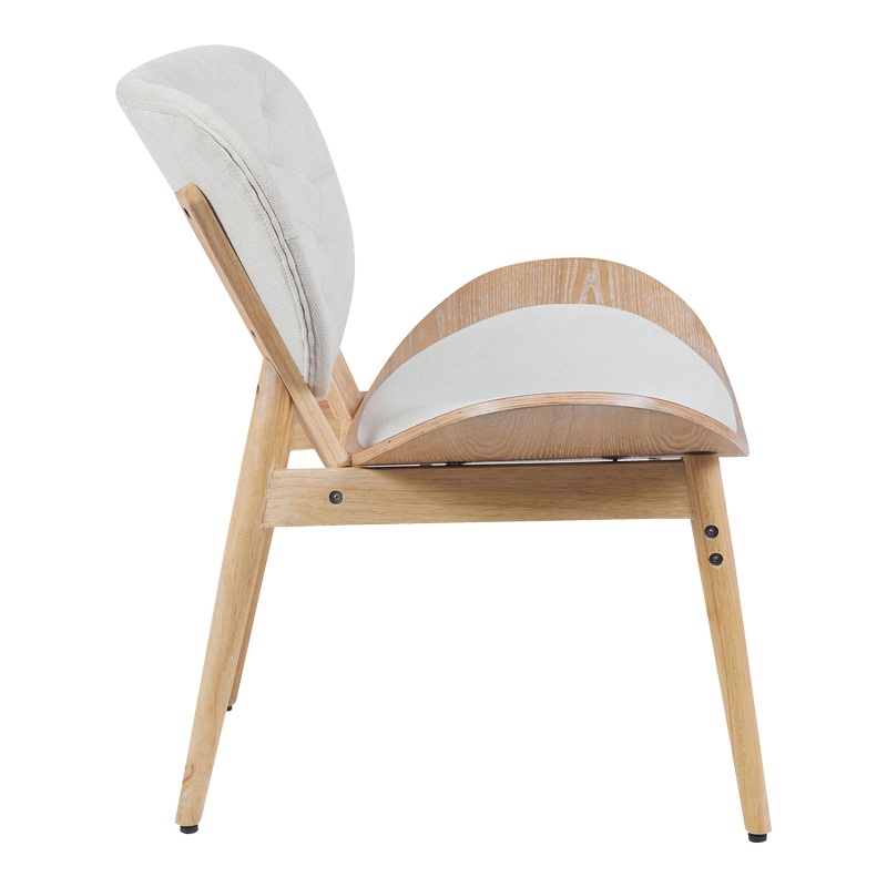 Armchair Udalle pakoworld wood in natural color and beige fabric 77x70x81cm