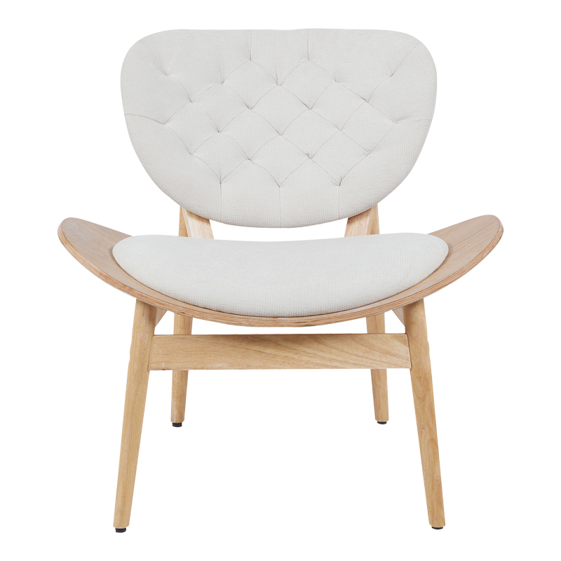 Armchair Udalle pakoworld wood in natural color and beige fabric 77x70x81cm