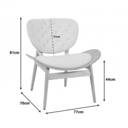 Armchair Udalle pakoworld wood in natural color and beige fabric 77x70x81cm