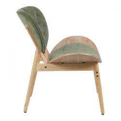 Πολυθρόνα Udalle pakoworld ξύλο σε φυσική απόχρωση με λαδί ύφασμα 77x70x81εκ