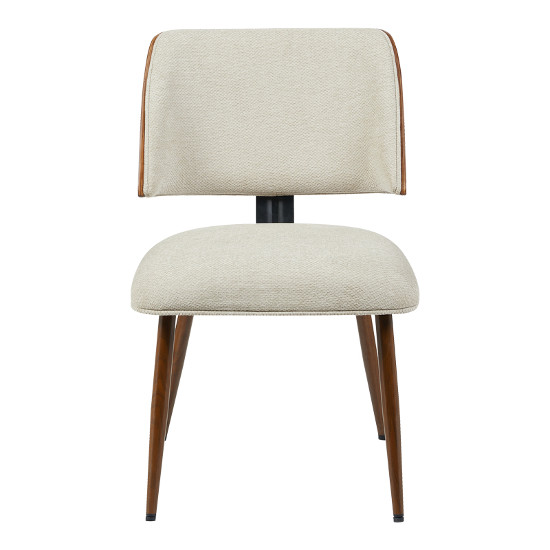 Καρέκλα Ubane pakoworld μπεζ μπουκλέ ύφασμα-πόδι καρυδί μέταλλο 53x62.5x85εκ