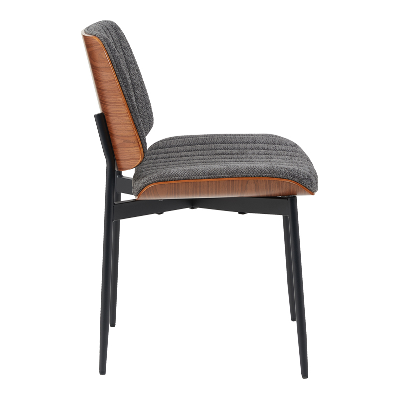 Chair Kathy pakoworld walnut wood with grey fabric 51x58x81cm