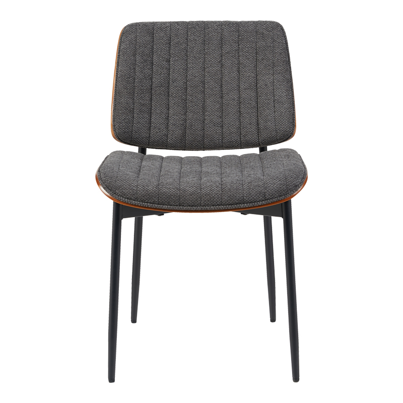 Chair Kathy pakoworld walnut wood with grey fabric 51x58x81cm