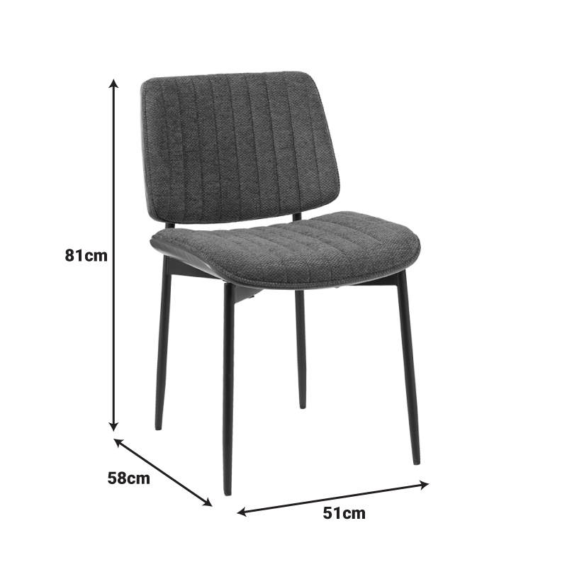 Chair Kathy pakoworld walnut wood with grey fabric 51x58x81cm