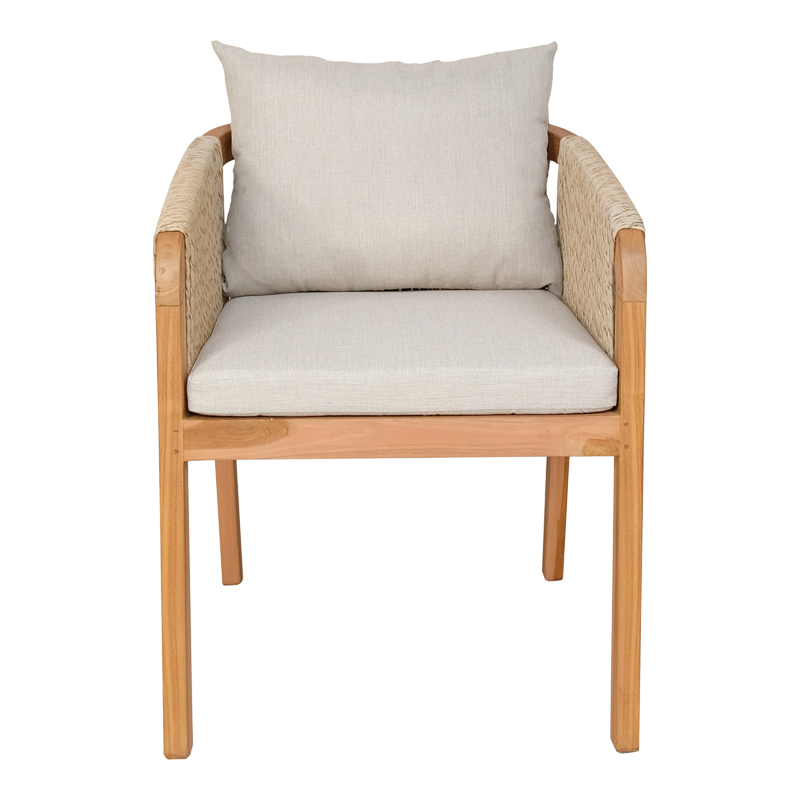 Armchair Clarin pakoworld teak wood skeleton and pe rope in natural shade 55x65x73cm Armchair Clarin pakoworld teak wood skeleton and pe rope in natural shade 55x65x73cm