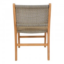 Darien chair pakoworld teak wood skeleton in natural shade and cream-black pe rope 52x62x86cm Darien chair pakoworld teak wood skeleton in natural shade and cream-black pe rope 52x62x86cm
