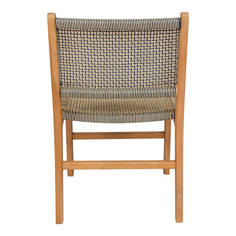 Darien chair pakoworld teak wood skeleton in natural shade and cream-black pe rope 52x62x86cm Darien chair pakoworld teak wood skeleton in natural shade and cream-black pe rope 52x62x86cm