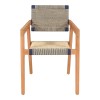 Πολυθρόνα Salama pakoworld σκελετός teak ξύλο σε φυσική απόχρωση και κρεμ-μαύρο pe σχοινί 57x60x85εκ
