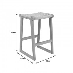Kuza stool pakoworld teak wood skeleton and pe rope in natural shade 40x42x66cm Kuza stool pakoworld teak wood skeleton and pe rope in natural shade 40x42x66cm