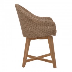 Armchair Solso pakoworld aluminium skeleton with teak leg wood in natural shade and pe rattan 62x58x78cm Armchair Solso pakoworld aluminium skeleton with teak leg wood in natural shade and pe rattan 62x58x78cm