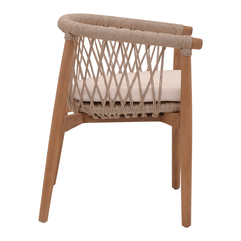 Armchair Abby pakoworld teak wood skeleton in natural shade and cream cushion 60x58x78cm Armchair Abby pakoworld teak wood skeleton in natural shade and cream cushion 60x58x78cm