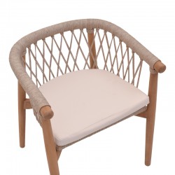 Armchair Abby pakoworld teak wood skeleton in natural shade and cream cushion 60x58x78cm Armchair Abby pakoworld teak wood skeleton in natural shade and cream cushion 60x58x78cm
