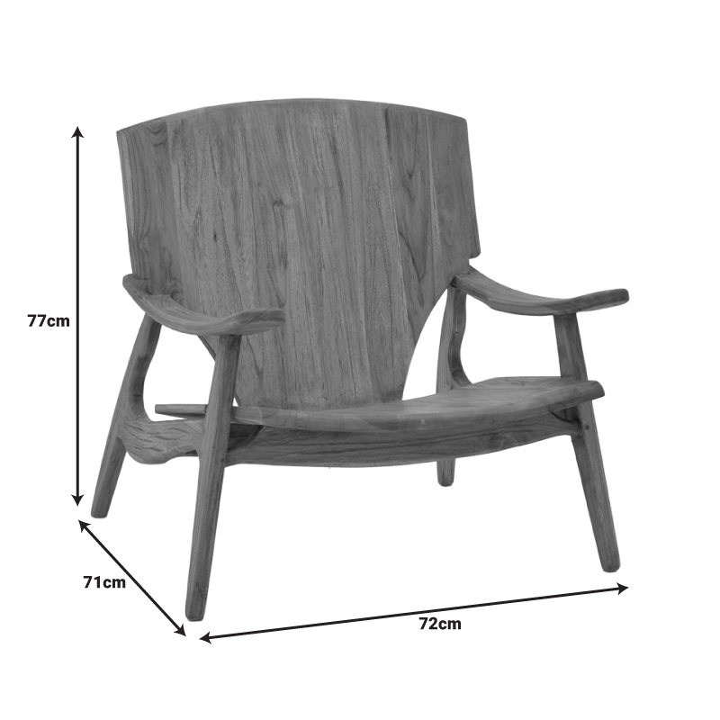 Armchair Brazin pakoworld natural teakwood 72x71x77cm Armchair Brazin pakoworld natural teakwood 72x71x77cm
