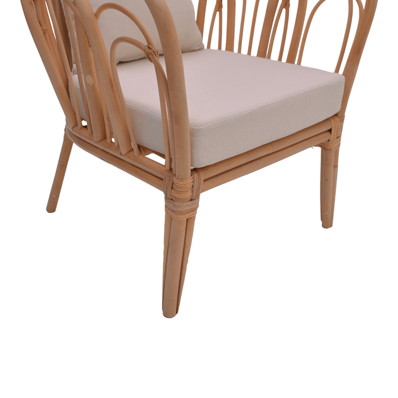 Armchair Tania pakoworld natural rattan-white pillow 76x76x76cm