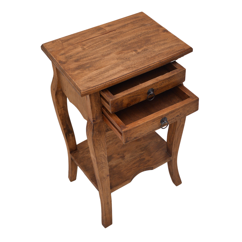 Side table with drawers Florellia pakoworld natural antique mahogany wood 40x31x67.5cm Side table with drawers Florellia pakoworld natural antique mahogany wood 40x31x67.5cm