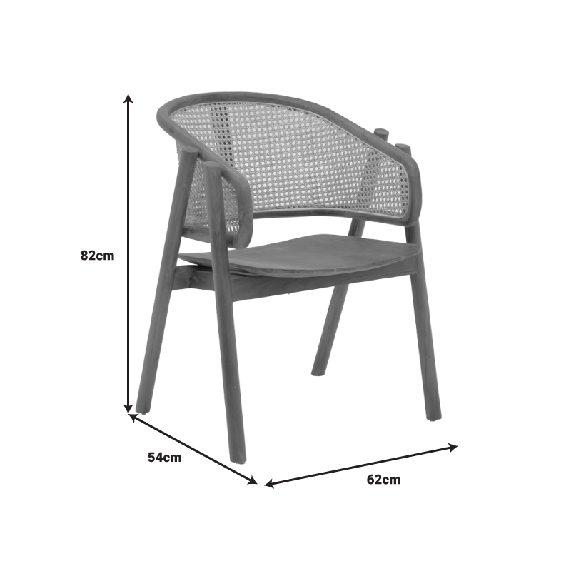 Armchair Anlene pakoworld natural teak wood natural rattan 62x54x82cm Armchair Anlene pakoworld natural teak wood natural rattan 62x54x82cm