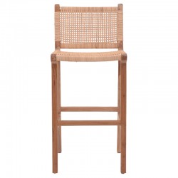 Bar stool medium height Sponze pakoworld natural color teak wood skeleton and natural rattan 40x47x89cm Bar stool medium height Sponze pakoworld natural color teak wood skeleton and natural rattan 40x47x89cm