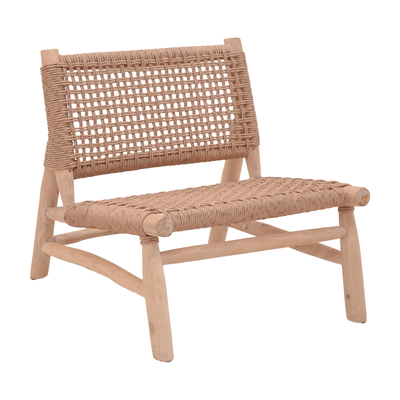 Wanderlene armchair pakoworld natural color teak wood and rope 67x79x68cm Wanderlene armchair pakoworld natural color teak wood and rope 67x79x68cm