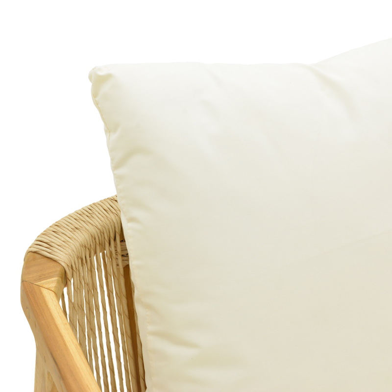 Πολυθρόνα Cuerda pakoworld σκελετός teak ξύλο με pe σχοινί σε φυσική απόχρωση 55x60x80εκ