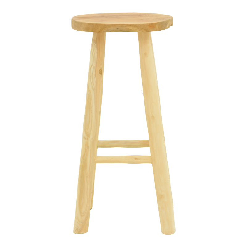 Σκαμπό μπαρ Nusiwo pakoworld teak ξύλο σε φυσική απόχρωση Φ35x70εκ