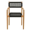 Armchair Lengan pakoworld teak wood frame in natural shade-black rope 54x52x80cm
