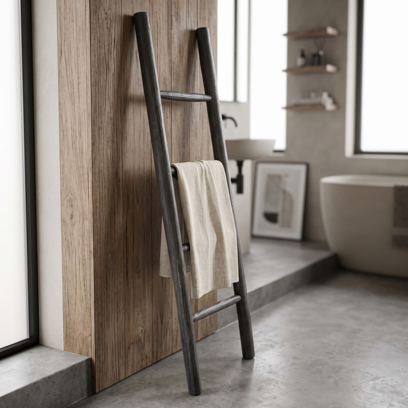 Σκάλα Morjeve pakoworld μαύρο teak ξύλο 45x6x150εκ