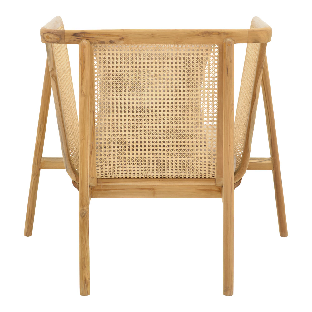 Πολυθρόνα Jenta pakoworld teak ξύλο με rattan σε φυσική απόχρωση και μπεζ μαξιλάρι 72x67x92εκ