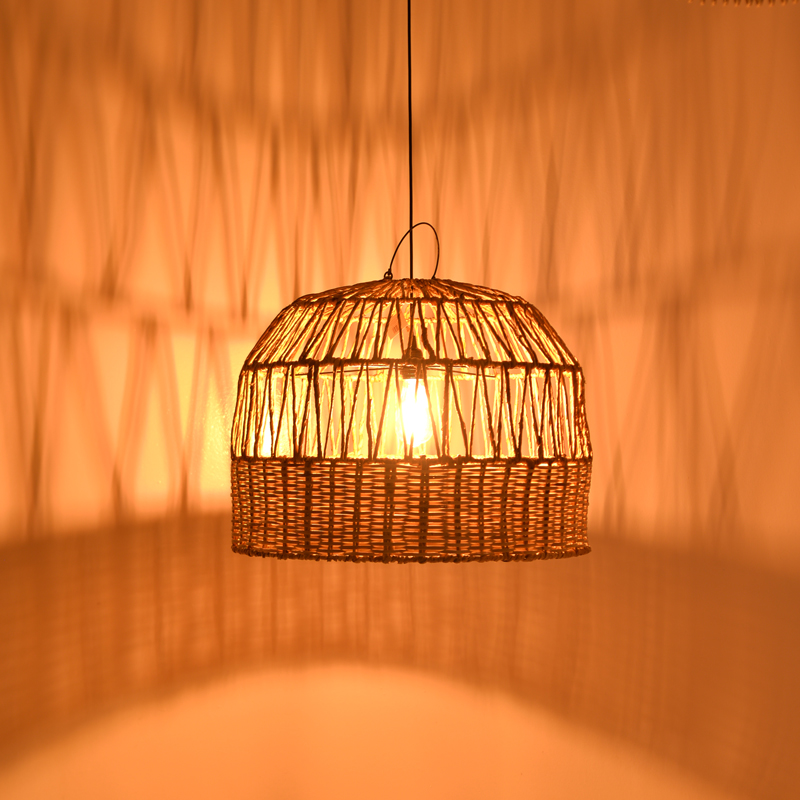 Ceiling lamp Erdon Inart banana wood-rattan pe in natural color Φ60x45cm Ceiling lamp Erdon Inart banana wood-rattan pe in natural color Φ60x45cm
