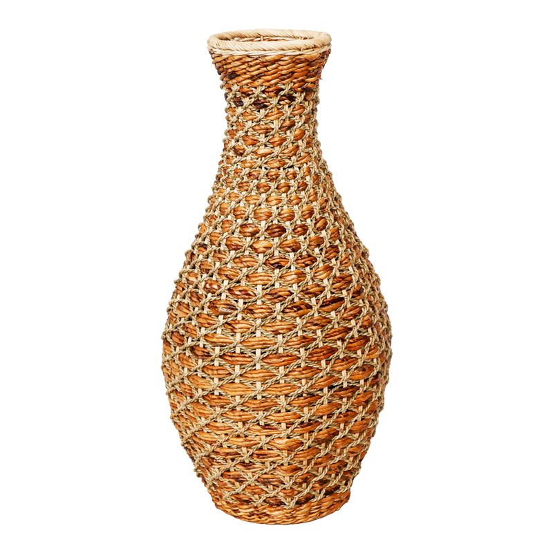 Vase Gucre I Inart wood-rattan pe in natural shade D30x70cm Vase Gucre I Inart wood-rattan pe in natural shade D30x70cm