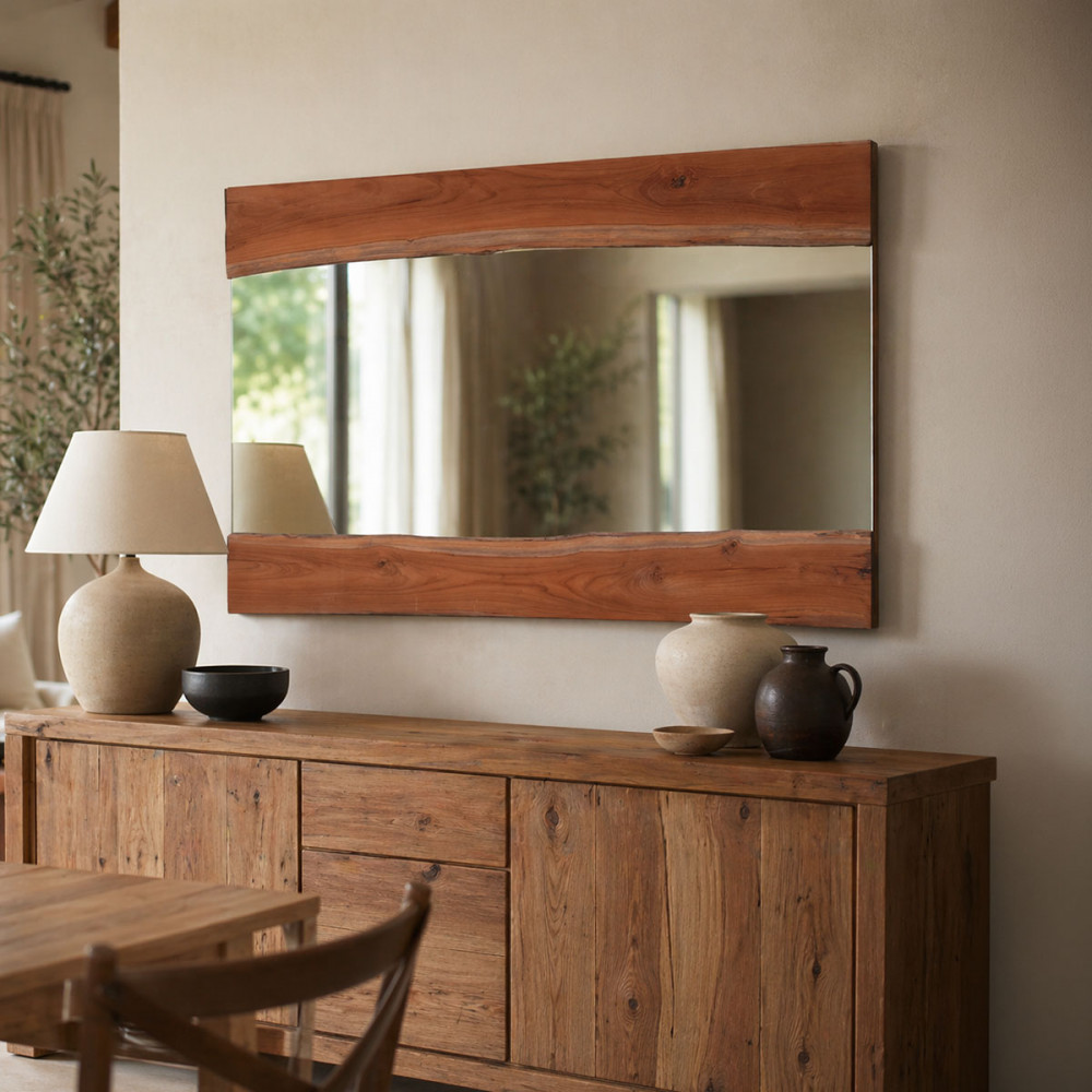 Mirror Riverine pakoworld teak wood in natural shade 120x80x4cm