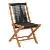 Foldable Banou chair pakoworld teak wood and pe rope in black shade 52.5x56x89cm