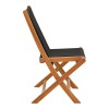 Foldable Banou chair pakoworld teak wood and pe rope in black shade 52.5x56x89cm