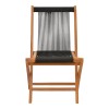 Foldable Banou chair pakoworld teak wood and pe rope in black shade 52.5x56x89cm