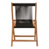 Foldable Banou chair pakoworld teak wood and pe rope in black shade 52.5x56x89cm
